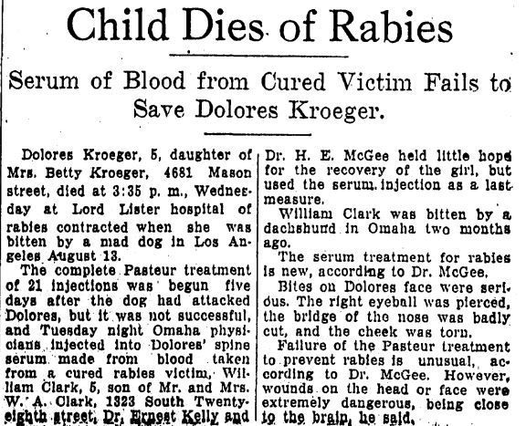 1928 RABIES STORY